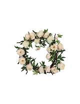 Στεφάνι με παιώνιες εκρού ρόζ 70εκ.