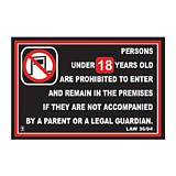 Πινακίδα PG Νο entry under 18 30x20Y 02-054 NOVATEX