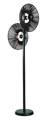 Φωτιστικό δαπέδου 2φωτο μέταλλο μαύρο σκιάδιο σχοινί μαύρο  Ε27