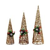 ΧΡΙΣΤΟΥΓΕΝΝΙΑΤΙΚΟ ΦΩΤΙΖΟΜΕΝΟ ΔΙΑΚΟΣΜΗΤΙΚΟ ΔΕΝΤΡΟ ΣΕΤ 3ΤΕΜ FL2021 ΜΠΡΟΝΖΕ ΧΡΩΜΑ 40εκ,50εκ,60εκ