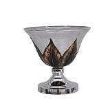 ΓΥΑΛΙΝΗ ΚΟΥΠ ΜΕ ΒΑΣΗ Fylliana FL108 ΜΑΥΡΟ-ΑΣΗΜΙ ΧΡΩΜΑ 25x25εκ