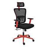 ΚΑΡΕΚΛΑ ΓΡΑΦΕΙΟΥ Fylliana FL9088 ΜΑΥΡΟ ΥΦΑΣΜΑ ΚΟΚΚΙΝΟ ΣΚΕΛΕΤΟ 60x60x119-129κ