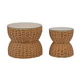 ΣΕΤ 2 ΨΑΘΙΝΑ ΤΡΑΠΕΖΑΚΙΑ Fylliana FL004 ΚΑΦΕ-ΜΠΕΖ ΧΡΩΜΑ 50x50x42εκ 35x35x37εκ