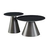 ΣΕΤ 2 ΤΡΑΠΕΖΑΚΙΑ ΣΑΛΟΝΙΟΥ Fylliana FL848 ME ΜΑΥΡΗ ΚΕΡΑΜΙΚΗ ΕΠΙΦΑΝΕΙΑ 70x42εκ & 50x50εκ