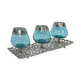 ΣΕΤ 3 ΓΥΑΛΙΝΑ ΡΕΣΩ Fylliana FL6675 ΑΣΗΜΙ-ΣΙΕΛ ΧΡΩΜΑ 50x16x17εκ