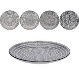 Πιάτο stoneware, 4σχ.,εκρού/γκρι,21cm KZ118