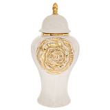 ΛΕΥΚΟ ΚΕΡΑΜΙΚΟ ΒΑΖΟ ΜΕ ΧΡΥΣΟ ΛΟΥΛΟΥΔΙ ΚΑΙ ΚΑΠΑΚΙ 22Χ42ΕΚ