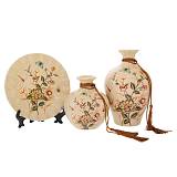 ΣΕΤ 3 ΚΡΕΜ ΚΕΡΑΜΙΚΑ ΕΠΙΤΡΑΠΕΖΙΑ ΔΙΑΚΟΣΜΗΤΙΚΑ ΜΕ ΛΟΥΛΟΥΔΙΑ 14Χ14Χ22 13Χ13Χ15 20Χ20Χ2ΕΚ