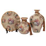 ΣΕΤ 3 ΑΣΗΜΙ ΚΕΡΑΜΙΚΑ ΕΠΙΤΡΑΠΕΖΙΑ ΔΙΑΚΟΣΜΗΤΙΚΑ ΜΕ ΛΟΥΛΟΥΔΙΑ 14Χ14Χ22 13Χ13Χ15 20Χ20Χ2ΕΚ