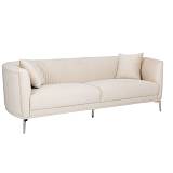 ΚΡΕΜ ΒΕΛΟΥΔΙΝΟΣ 3ΘΕΣΙΟΣ ΚΑΝΑΠΕΣ ΜΕ ΑΣΗΜΙ ΜΕΤΑΛΛΙΚΑ ΠΟΔΙΑ 220Χ96Χ73ΕΚ LEGS KD