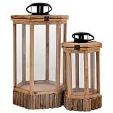 ΣΕΤ 2 ΦΑΝΑΡΙ ΑΝΟΙΧΤΟ ΚΑΦΕ ΞΥΛΙΝΟ ΕΞΑΓΩΝΟ ΜΕ ΜΑΥΡΟ ΧΕΡΟΥΛΙ 33Χ28,5Χ56  22,5Χ19,5Χ40ΕΚ