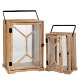 ΣΕΤ 2 ΦΑΝΑΡΙ ΛΕΥΚΟ ΞΥΛΙΝΟ ΜΕ ΜΑΥΡΟ ΧΕΡΟΥΛΙ 30,5Χ22Χ52,5  21,5Χ16Χ40ΕΚ