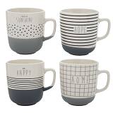 ΑΣΠΡΟΜΑΥΡΗ ΚΕΡΑΜΙΚΗ ΚΟΥΠΑ 370ML 4 ΣΧΕΔΙΑ