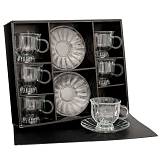 ΣΕΤ 6 ΓΥΑΛΙΝΟ ΔΙΑΦΑΝΟ ΦΛΥΤΖΑΝΙ ΜΕ ΠΙΑΤΑΚΙ 8Χ8 (Πιατάκι 13cm)