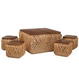 ΣΕΤ 5 ΠΛΕΧΤΟ ΤΡΑΠΕΖΙ ΜΕ 4 ΣΚΑΜΠΩ 70Χ70Χ38 30Χ30Χ28ΕΚ ΣΚΑΜΠΩ ΜΕ ΞΥΛΙΝΗ ΕΠΙΦΑΝΕΙΑ