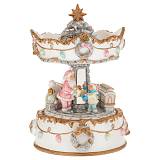 ΛΕΥΚΟ  ΧΡΥΣΟ ΚΟΥΡΔΙΣΤΟ ΠΕΡΙΣΤΡΕΦΟΜΕΝΟ ΚΑΡΟΥΖΕΛ ΜΕ ΤΡΕΝΑΚΙ ΚΑΙ ΑΓΙΟ ΒΑΣΙΛΗ ΜΕ ΜΟΥΣΙΚΗ 11,5Χ11,5Χ17