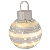 ΛΕΥΚΗ ΓΥΑΛΙΝΗ ΜΠΑΛΑ ΜΕ ΑΣΗΜΙ ΡΙΓΑ ΚΑΙ LED ΦΩΣ Φ12ΕΚ ΜΠΑΤΑΡΙΑΣ