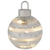 ΛΕΥΚΗ ΓΥΑΛΙΝΗ ΜΠΑΛΑ ΜΕ ΑΣΗΜΙ ΡΙΓΑ ΚΑΙ LED ΦΩΣ Φ15ΕΚ ΜΠΑΤΑΡΙΑΣ