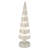 ΑΣΗΜΙ ΓΥΑΛΙΝΟ ΔΕΝΤΡΟ ΜΕ ΛΕΥΚΕΣ ΡΙΓΕΣ ΚΑΙ LED ΦΩΣ 9Χ9Χ35ΕΚ ΜΠΑΤΑΡΙΑΣ