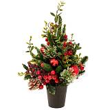 ΠΡΑΣΙΝΟ ΔΕΝΤΡΟ ΜΕ ΚΟΚΚΙΝΑ BERRIES ΚΟΚΚΙΝΕΣ ΜΠΑΛΛΕΣ ΚΑΙ  ΠΑΓΩΜΕΝΟ ΚΟΥΚΟΥΝΑΡΙ ΣΕ ΠΛΑΣΤΙΚΗ ΓΛΑΣΤΡΑ 4