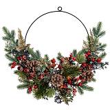 ΠΑΓΩΜΕΝΟΠΡΑΣΙΝΟ ΣΤΕΦΑΝΙ  ΜΕ ΚΟΚΚΙΝΑ BERRIES ΚΑΙ  ΚΟΥΚΟΥΝΑΡΙΑ 30ΕΚ