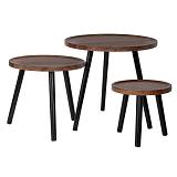 ΣΕΤ 3 ΤΡΑΠΕΖΑΚΙΑ ΚΑΦΕ ΣΤΡΟΓΓΥΛΑ MDF Φ50Χ53 Φ40Χ43 Φ30Χ33ΕΚ