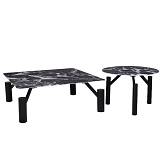 ΣΕΤ 2 ΤΡΑΠΕΖΑΚΙΑ ΜΑΥΡΑ ΜΕΤΑΛΛΙΚΑ 90Χ90Χ35 Φ60Χ42ΕΚ ΜΕ ΜΑΥΡΗ ΜΑΜΑΡΙΝΗ ΕΠΙΦΑΝΕΙΑ