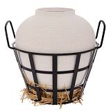 ΛΕΥΚΟ ΚΕΡΑΜΙΚΟ ΒΑΖΟ ΣΕ ΜΑΥΡΟ ΣΙΔΕΡΕΝΙΟ ΚΑΛΑΘΙ ΜΕ ΧΕΡΟΥΛΙΑ 39Χ34,5Χ33,5ΕΚ