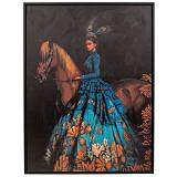 ΠΙΝΑΚΑΣ ΧΕΙΡΟΠΟΙΗΤΟΣ ΜΕ ΓΥΝΑΙΚΑ ΚΑΙ ΑΛΟΓΟ ΣΕ ΜΑΥΡΗ ΚΟΡΝΙΖΑ 94Χ124ΕΚ (90Χ120)