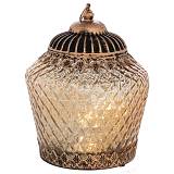 ΧΡΥΣΟ ΓΥΑΛΙΝΟ ΦΑΝΑΡΑΚΙ ΜΕ LED ΦΩΣ AND ΜΕΤΑΛΛΙΚΟ ΚΑΠΑΚΙ 15Χ15Χ19ΕΚ (ΑΑΑ 1.5V)