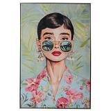 ΠΙΝΑΚΑΣ ΜΕΛΑΧΡΙΝΗ ΓΥΝΑΙΚΕΙΑ ΦΙΓΟΥΡΑ  ΣΕ ΤΥΠΩΜΕΝΟ ΚΑΜΒΑ ΜΕ ΑΣΗΜΙ ΚΟΡΝΙΖΑ 80Χ120ΕΚ