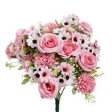 ΜΠΟΥΚΕΤΟ 46ΕΚ Χ24 ΜΕ ΡΟΖ ΤΡΙΑΝΤΑΦΥΛΛΑ-ΜΑΡΓΑΡΙΤΕΣ-ΧΡΥΣΑΝΘΕΜΑ