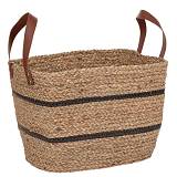 ΚΑΛΑΘΙ ΦΥΣΙΚΟ WICKER 38Χ28Χ28ΕΚ ΜΕ ΜΑΥΡΗ ΡΙΓΑ KAI PVC ΧΕΡΟΥΛΙΑ