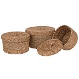 ΣΕΤ 3 ΑΠΟΘΗΚΕΥΤΙΚΑ WICKER ΜΕ ΚΑΠΑΚΙ Φ28Χ16 Φ25Χ14 Φ22Χ12ΕΚ