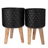 ΣΕΤ 2 ΜΑΥΡΗ ΜΕΤΑΛΛΙΚΗ ΓΛΑΣΤΡΟΘΗΚΗ ΜΕ ΞΥΛΙΝΑ ΠΟΔΙΑ 28Χ43ΕΚ 25Χ41ΕΚ