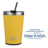 Θερμός ποτήρι με ανοξείδωτο καλαμάκι "We Care" κίτρινο 450ml