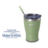 Θερμός ποτήρι με ανοξείδωτο καλαμάκι "We Care" ανοιχτό πράσινο 360ml