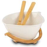 Σαλατιέρα πορσελάνινη με ξύλινη βάση "Terrestrial" 30cm