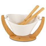 Σαλατιέρα πορσελάνινη με ξύλινη βάση "Terrestrial" 26cm