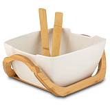 Σαλατιέρα πορσελάνινη με ξύλινη βάση "Terrestrial" 23cm