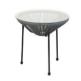 ACAPULCO Τραπεζάκι Μέταλλο Βαφή Μαύρο, Plastic Rattan Γκρι Ε-00023089 Ε246,4