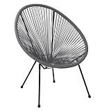 ACAPULCO Πολυθρόνα Μέταλλο Βαφή Μαύρο, Rattan Γκρι Ε-00020161 Ε245,4