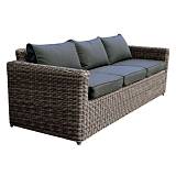 ARIZONA 3Θέσιος Καναπές Κήπου ALU, 4mm Half-Round Wicker Grey Brown, Μαξιλάρια Ανθρακί Ε-00012829 Ε6734,3