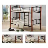 BUTTON Κρεβάτι Κουκέτα Μέταλλο Βαφή Μαύρο, Ξύλο Καρυδί Ε-00012157 Ε8038