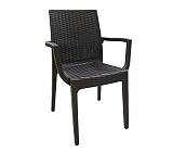 DAFNE Πολυθρόνα Τραπεζαρίας Κήπου Στοιβαζόμενη, PP Rattan Look UV Protection, Καφέ Ε-00014224 Ε329,3