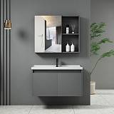 IDEA-1 Set Έπιπλο Κρεμαστό Μπάνιου Γκρι, Καθρέπτης + Πάγκος με Νιπτήρα και Μπαταρία Ε-00025548 ΕΝ100,3