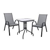 RIO Set Κήπου - Βεράντας: Τραπέζι + 2 Πολυθρόνες Μέταλλο Βαφή Ανθρακί, Textilene Γκρι Ε-00025739 Ε270,53S