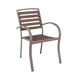 SERRANO Πολυθρόνα Κήπου Μέταλλο Βαφή Sand Beige, Polywood Καρυδί, Στοιβαζόμενη Ε-00025197 Ε6892,1