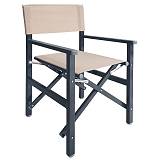 Σκηνοθέτη Πολυθρόνα, Αλουμίνιο Ανθρακί (1,2mm), Textilene Μπεζ, Πτυσσόμενη(2,75kg) Ε-00023610 Ε2601,4