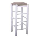 ΤΑΒΕΡΝΑΣ Σκαμπό BAR, Οξιά Βαφή Εμποτισμός Λάκα Άσπρο, Κάθισμα Pu Cappuccino Ρ-00024768 Ρ977,Ε8Τ1